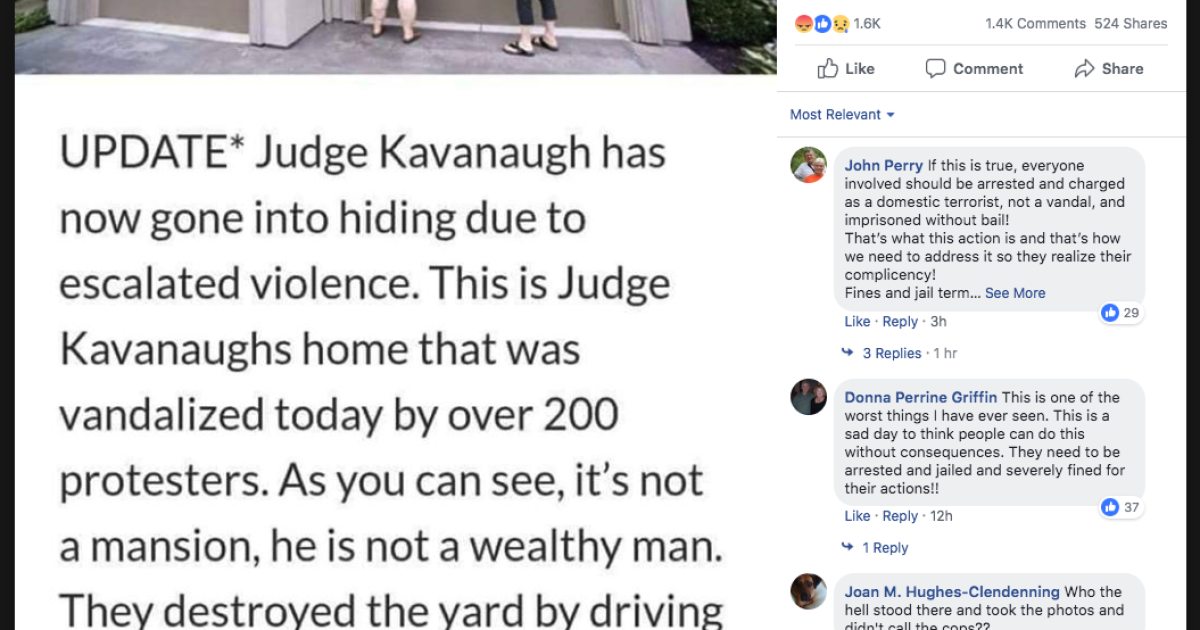 Fact Check: Was Brett Kavanaugh's Home Vandalized by a Mob of Protesters?