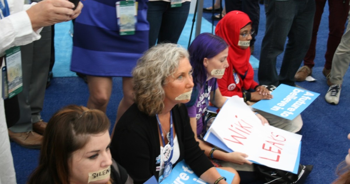 Bernie Delegates Walk Out, Sit In
