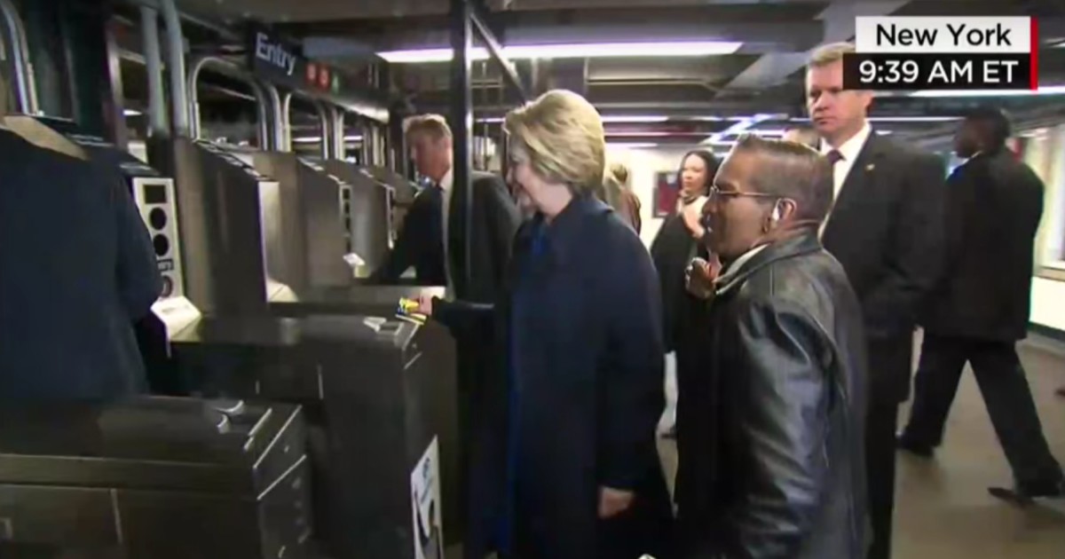 Hillary Clinton Struggles With NYC Subway Card