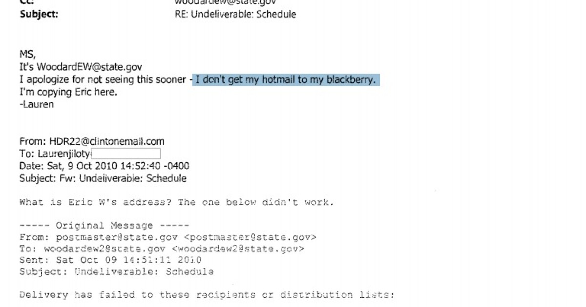 Hillary Clinton Emailed Aide on Hotmail Account