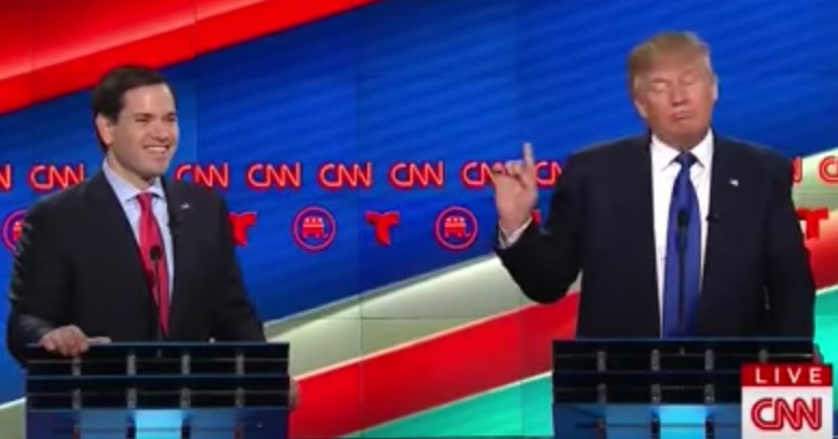 Rubio Embraces Trump by Name