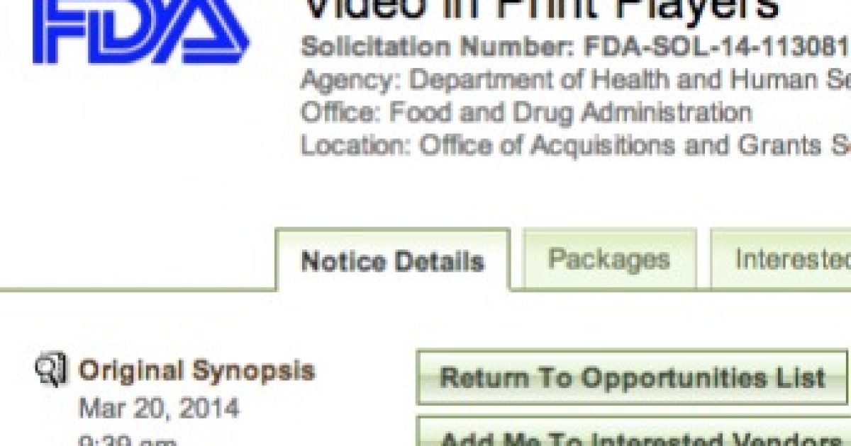 FDA Seeks Expensive Video Brochures to Implement Anti-Smoking Law