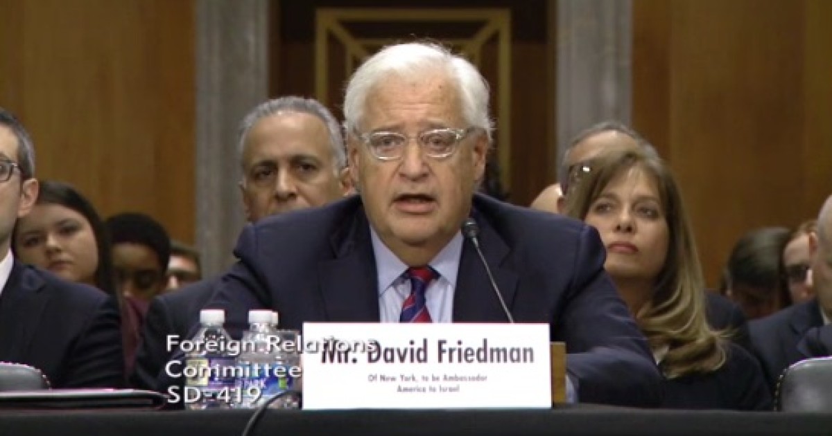 Apologies Not All Accepted at Hearing for Israeli Ambassador Nominee