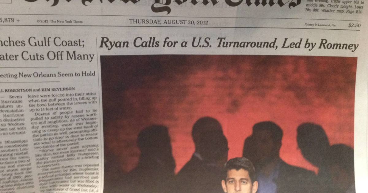 New York Times Puts 'Son of Satan' Ryan on Front Page