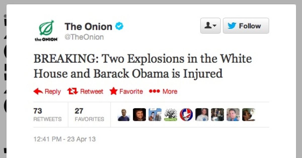 Onion Tweets: Obama Injured in White House Explosion