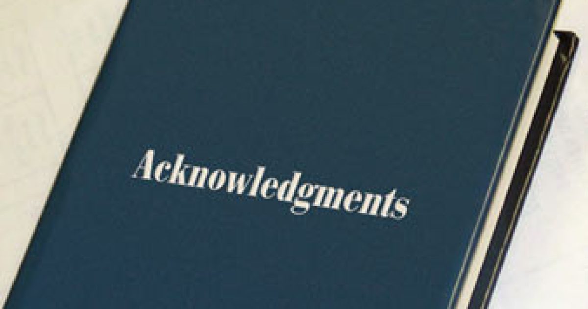 First, I’d Like to Thank the Academy .  .  .