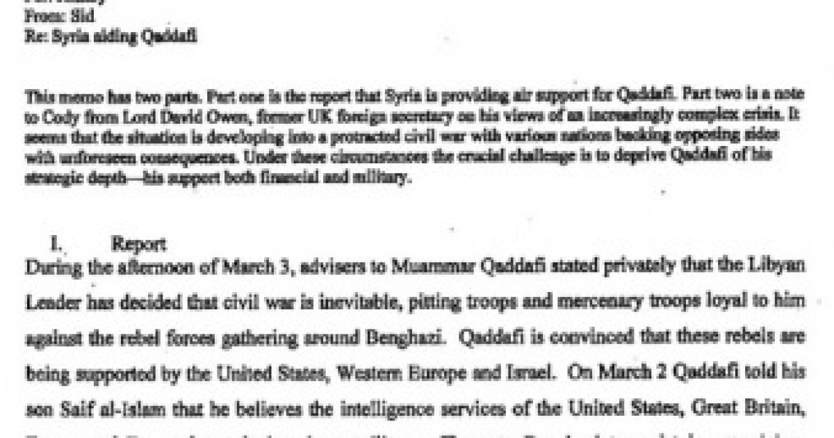 24 Emails from Sid Blumenthal to Hillary Clinton Released