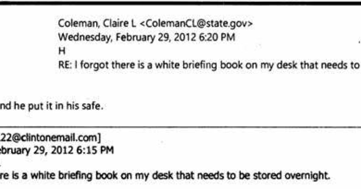 Email: Hillary Forgot to Secure Sensitive Info