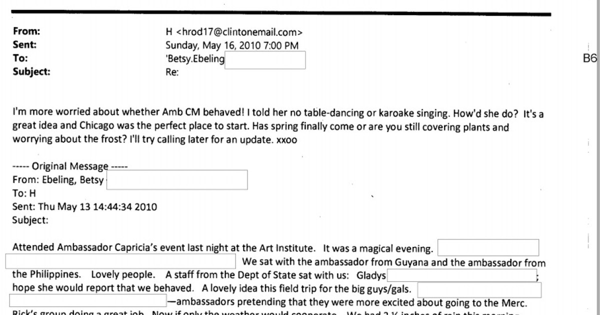 Hillary Worried About Ambassador 'Table-Dancing' and 'Karaoke Singing'