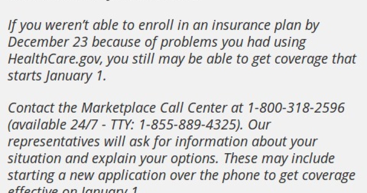 Healthcare.gov Still Promoting Coverage Effective January 1