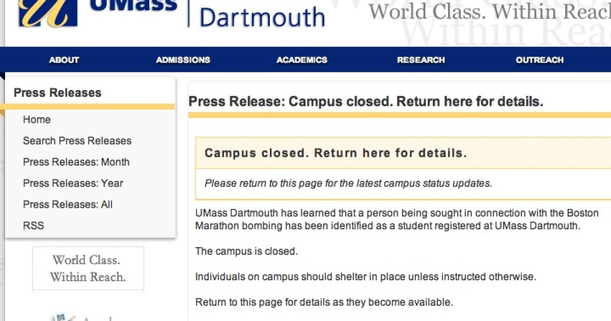 'A Student Registered at UMass Dartmouth'