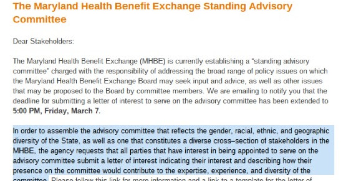 Obamacare Exchange Forms Advisory Committee Reflecting 'Gender, Racial, Ethnic, and Geographic Diversity'