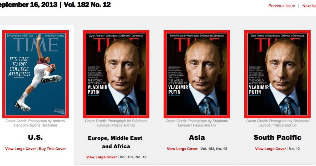 TIME Puts Putin on Covers Across World, Except U.S.