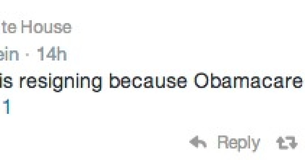 WH RT: 'Kathleen Sebelius Is Resigning Because Obamacare Has Won'
