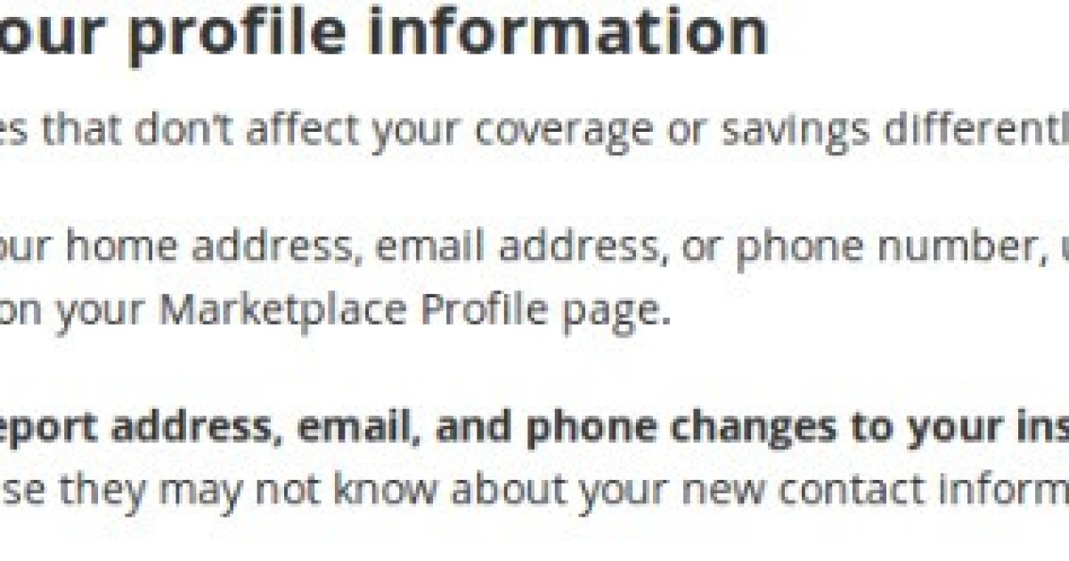 Healthcare.gov Can't Report Address, Email, Phone Number Changes to Insurance Companies