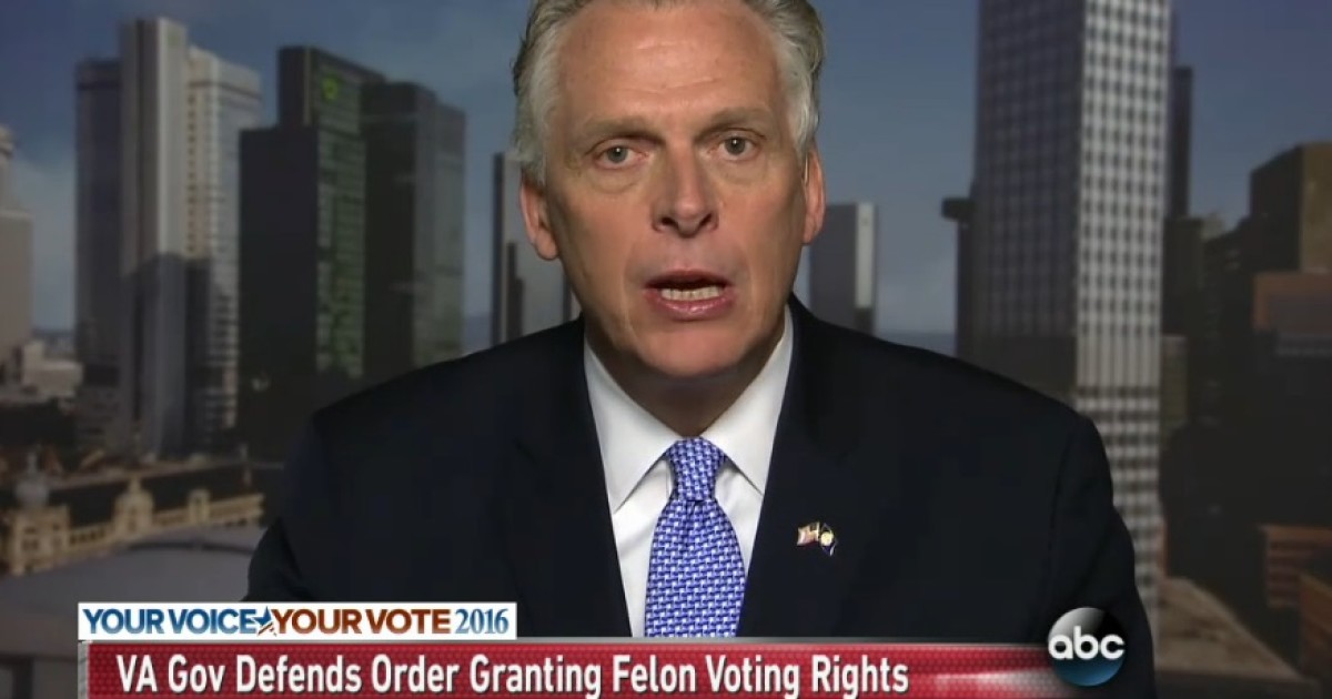 McAuliffe Defends Ex-Felon Voting Rights As 'Feel Good' Story