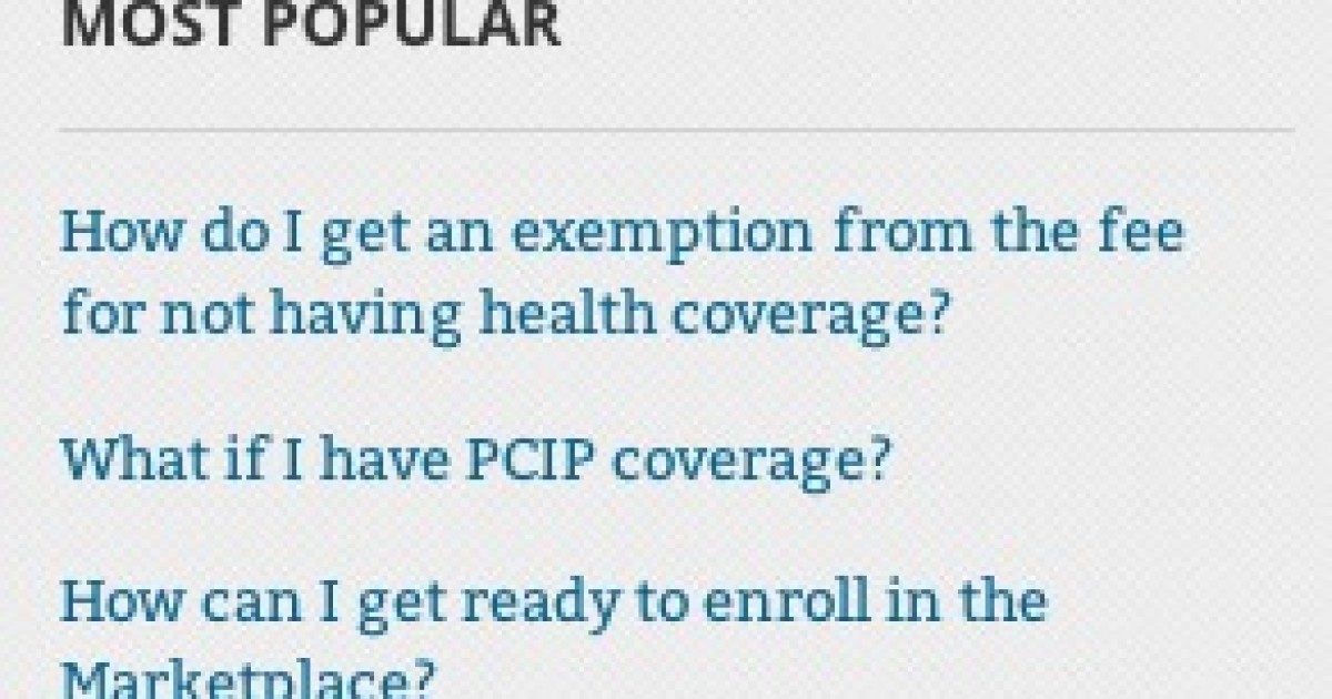 Most Popular Question at Healthcare.gov: How to Get Exemption From Lack-of-Coverage Penalty Fee?