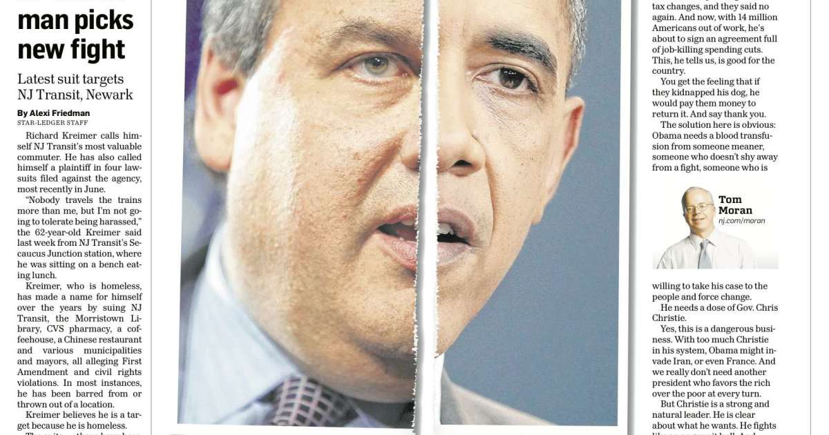 New Jersey Paper: 'What Obama's Missing: The Guts of Our Governor'