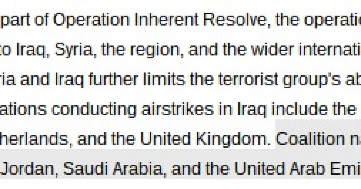 CENTCOM Clarifies 'Nations Conducting Airstrikes' Against ISIS
