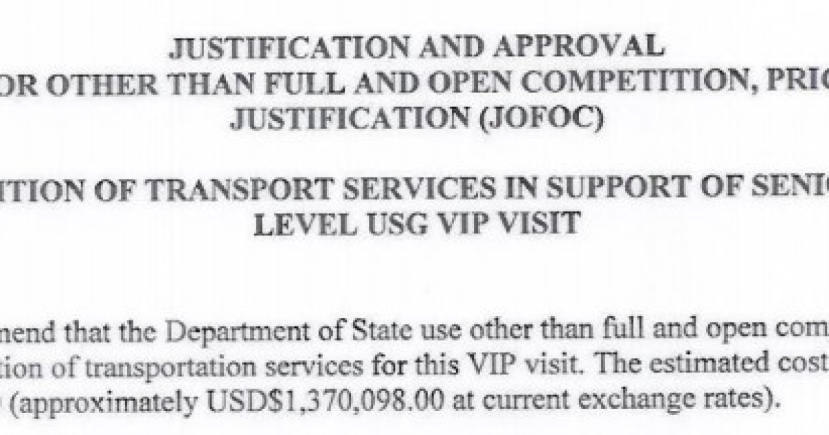 Cost of Cars for President's Australia Visit: $1.37M