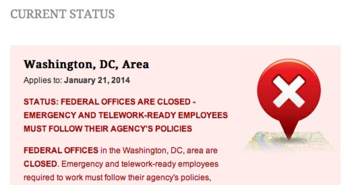 Federal Gov't Closes Due to Threat of Snow