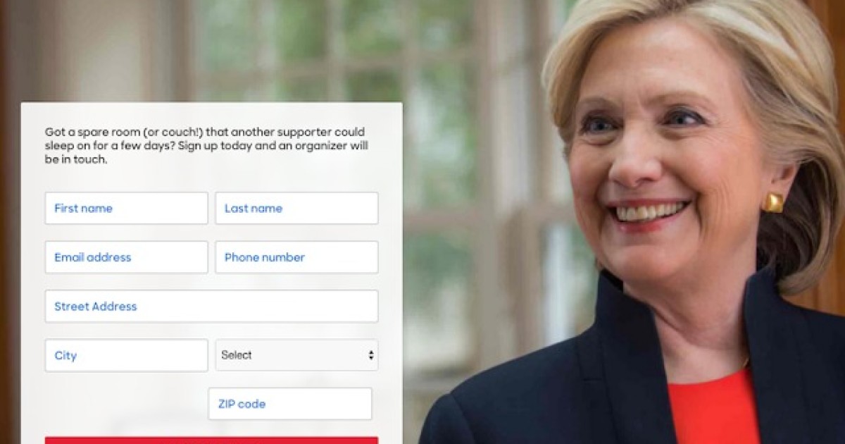 Clinton Campaign Wants Your Couch: Seeking Housing for Supporters