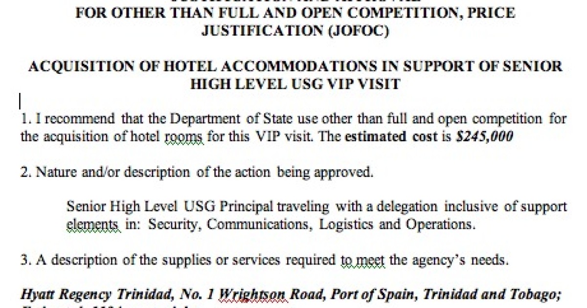 Biden's $245,000 Hotel Bill in Trinidad and Tobago