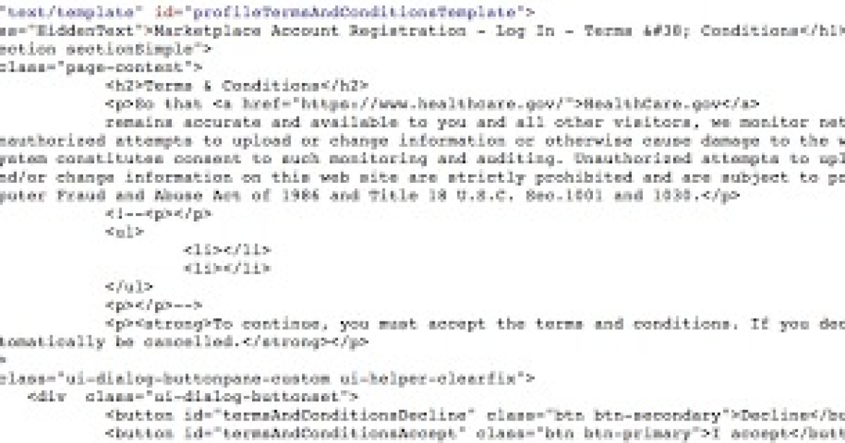 Obamacare Website Source Code Revised to Remove 'No Reasonable Expectation Of Privacy'
