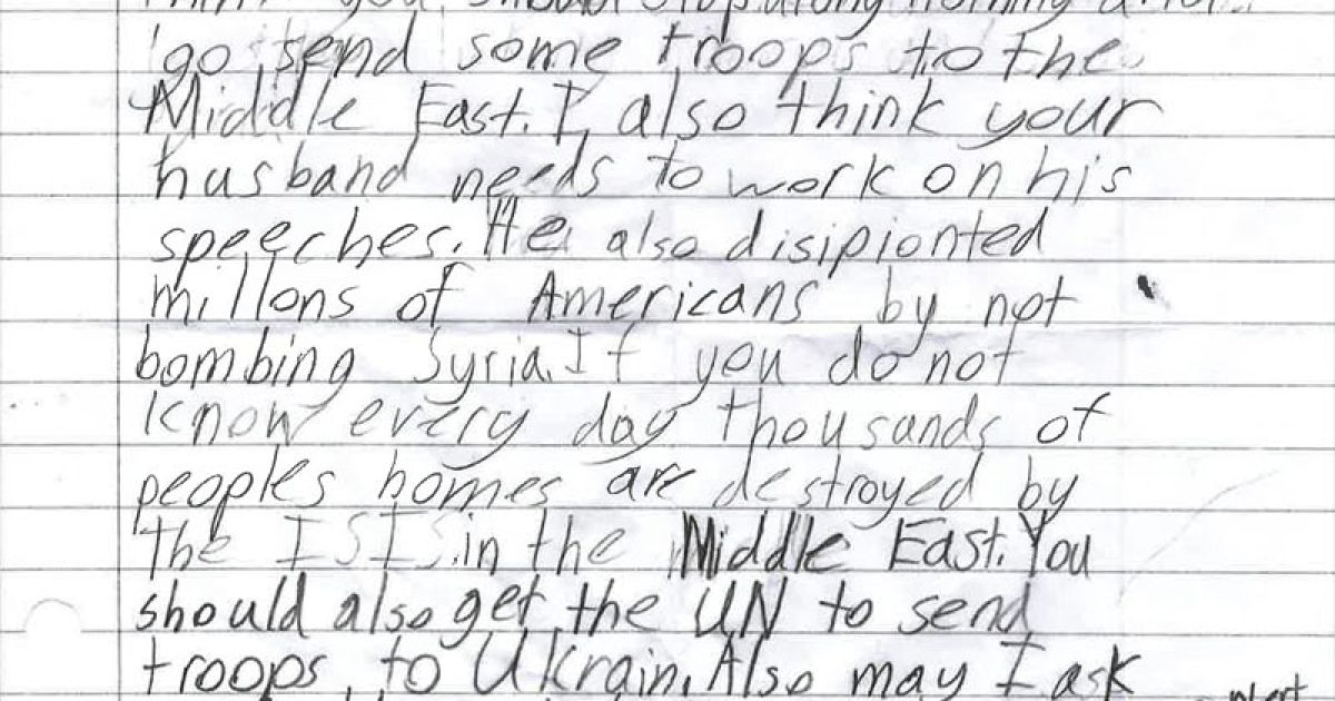 ‘A Concerned 8-Year-Old Citizen’ Writes Brutal Letter to Michelle Obama